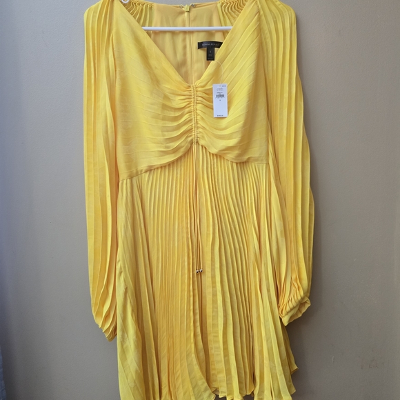 Banana Republic Yellow Pleated Mini Dress - Picture 3 of 13